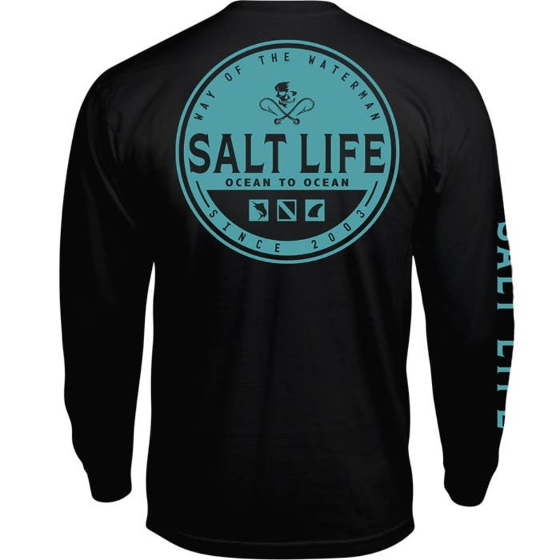 Salt Life Mens Ocean to Ocean Long Sleeve Pocket T Shirt Black Small