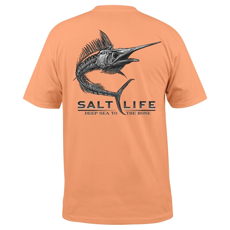 Salt Life Mens Skelebonz Short Sleeve Pocket T Shirt Orange Large