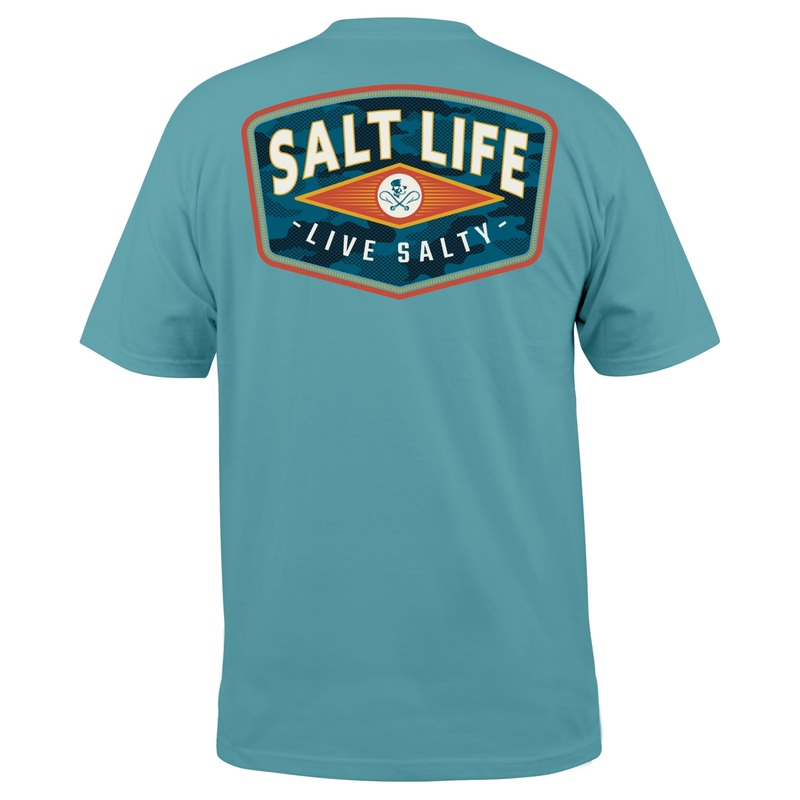 Salt Life MensConcealed Badge Logo Short Sleeve T Shirt Green Large
