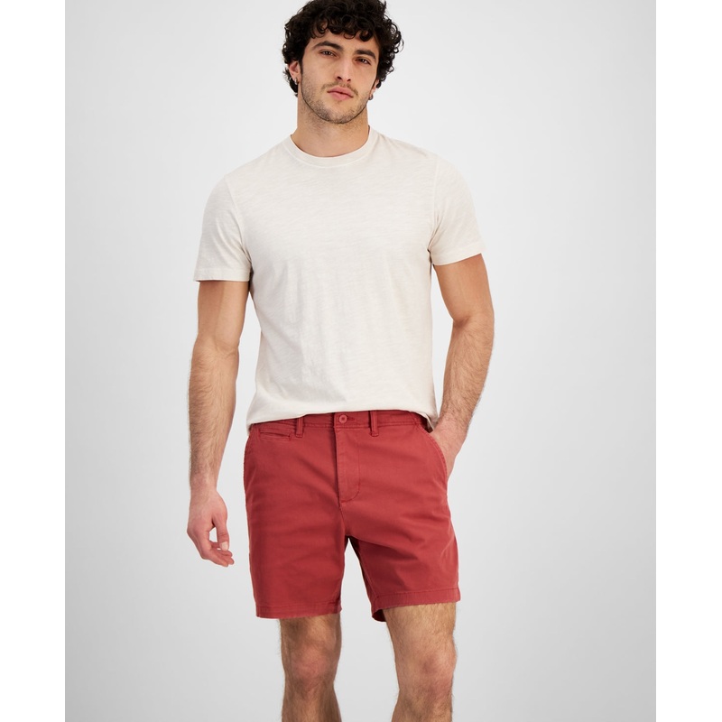 Sun + Stone Men's Colin Flat Front 7" Chino Shorts Red 38