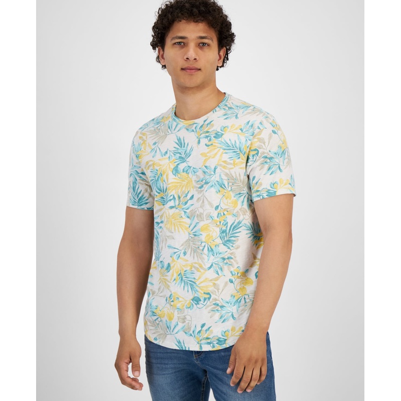 Sun + Stone Men's Leafy Oasis Short Sleeve T-Shirt White 2XL