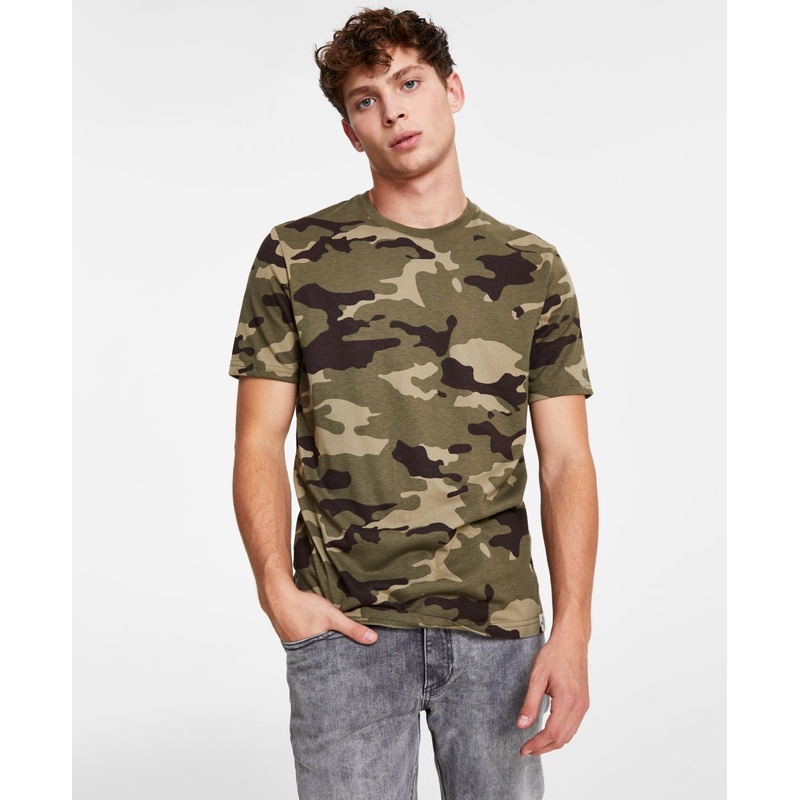 Sun + Stone Men's Short Sleeve Camo Print T Shirt Green Small