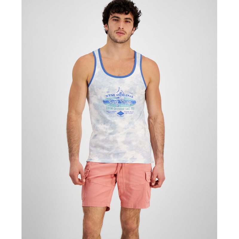 Sun + Stone Men's Surf Shop Regular-Fit Graphic Sleeveless Tank Blue XL