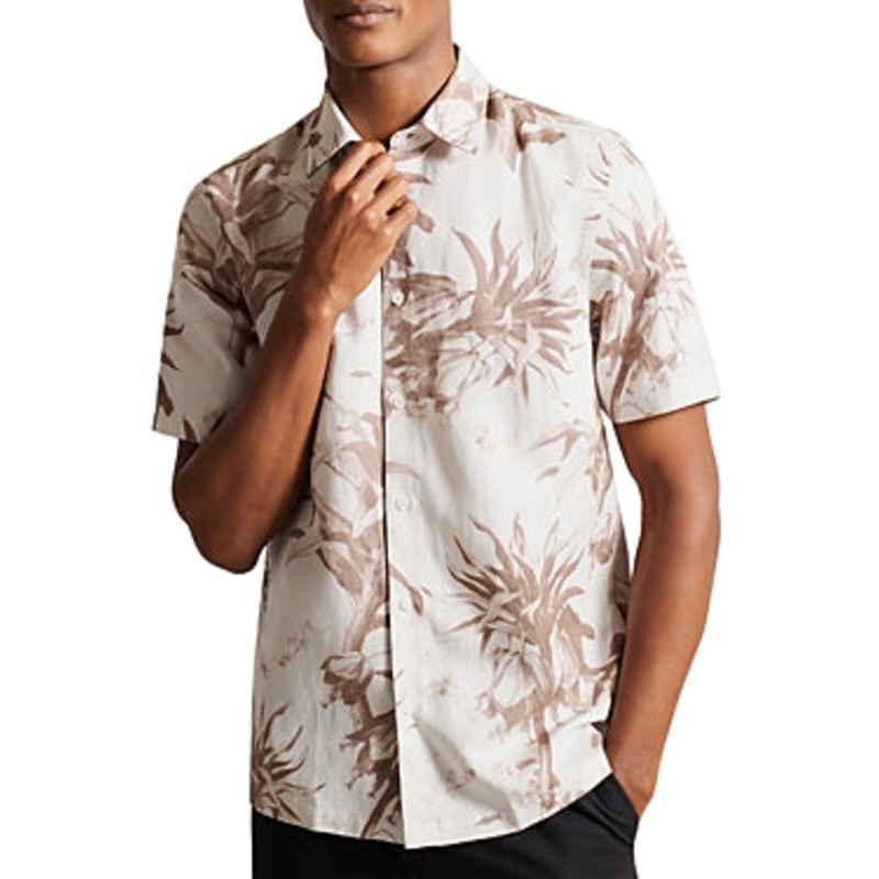 Ted Baker Men's Belmar Floral Button-up Shirt XXL 2XL Linen blend