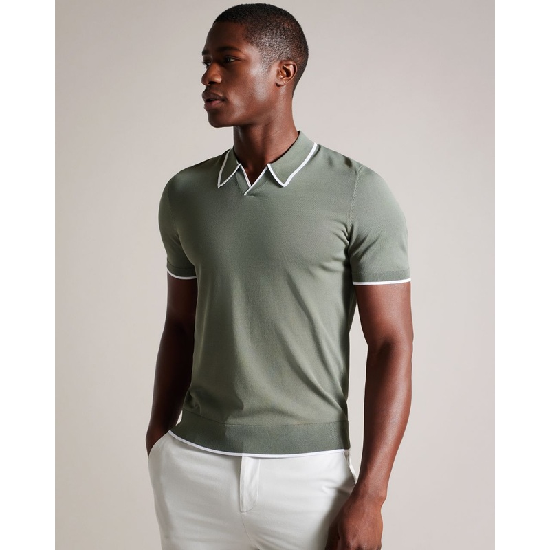 Ted Baker Men's Short Sleeve Polo Shirt Olive Green Small