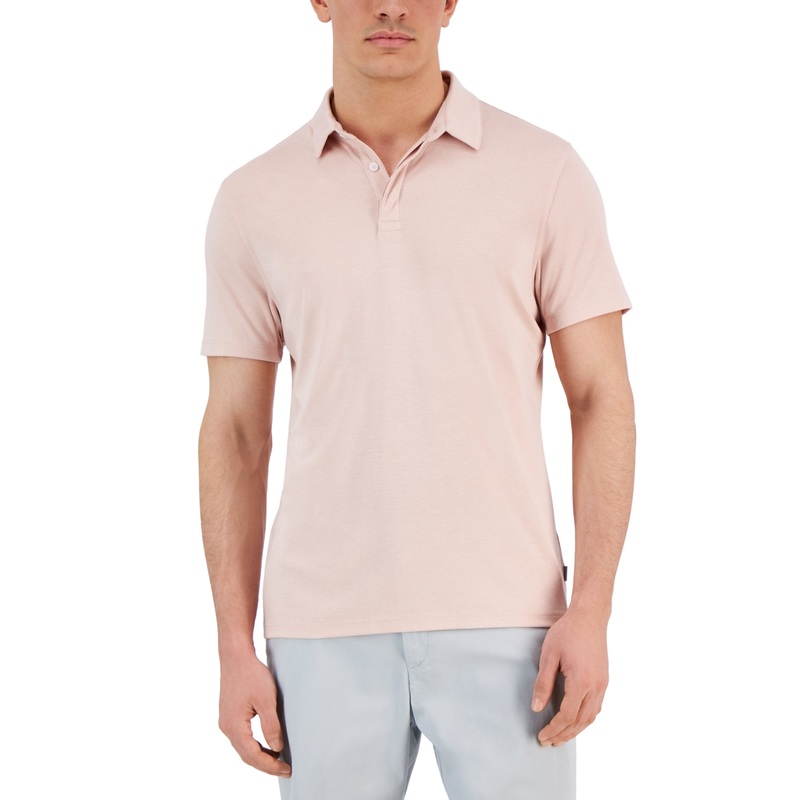 Alfani Men's AlfaTech Stretch Solid Polo Shirt Light Pink XL