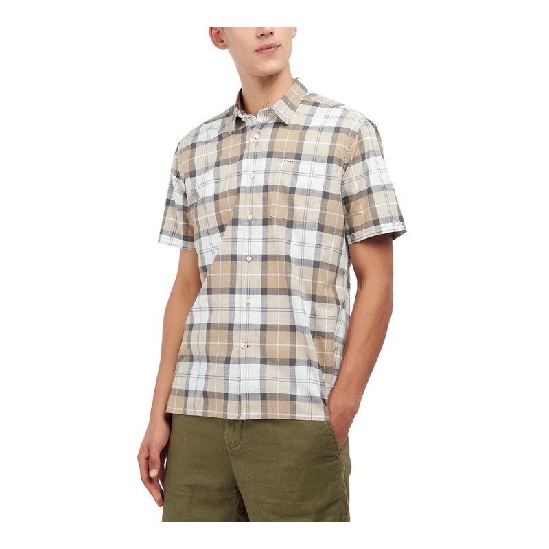 Barbour Men's Gordon Tailored Short Sleeve Button Down Shirt Beige XXL