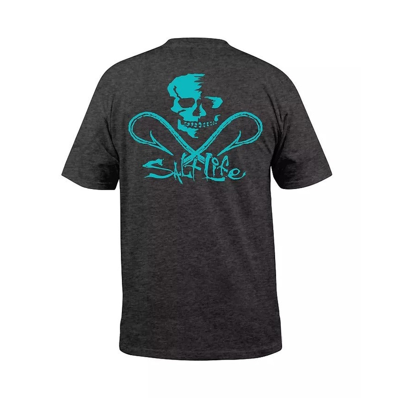 Salt Life Mens Skull & Hooks Short Sleeve Pocket T Shirt XL Dark Grey