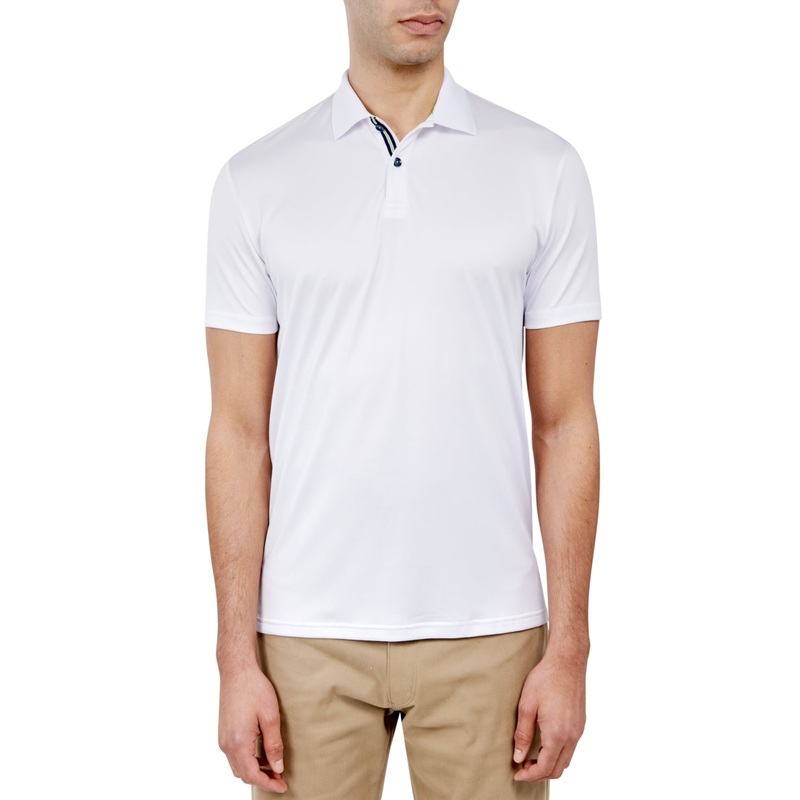 Society of Threads Men's Regular Fit Solid Performance Polo Shirt White XXL