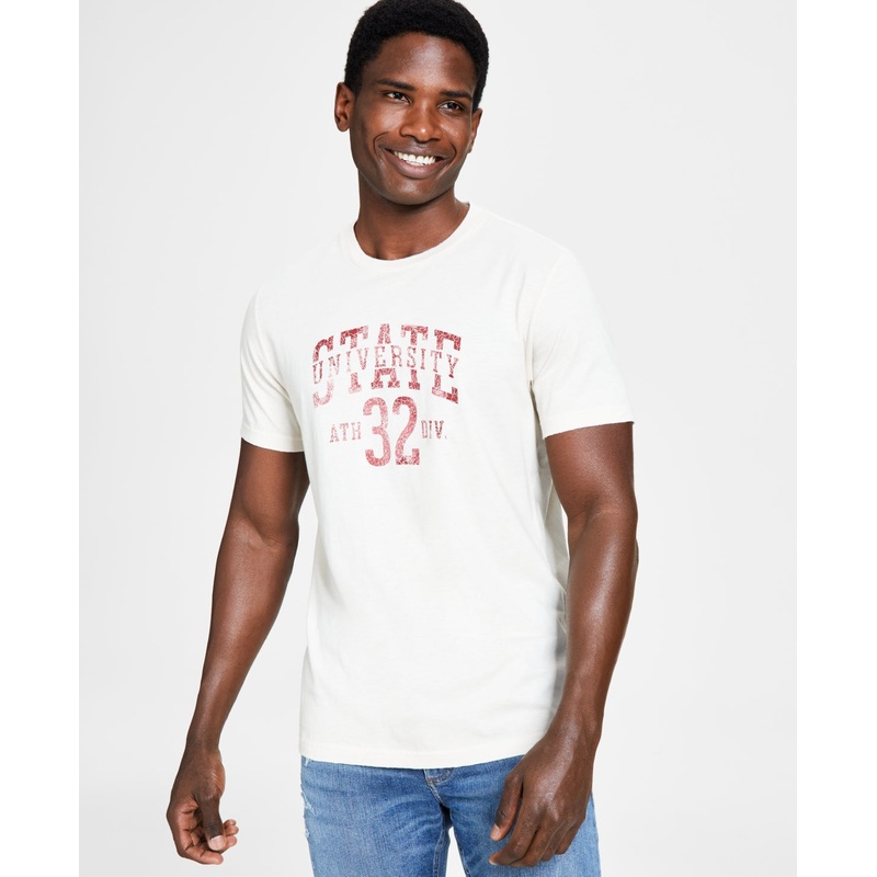 Sun + Stone Men's State University Graphic Short Sleeve T Shirt White XL