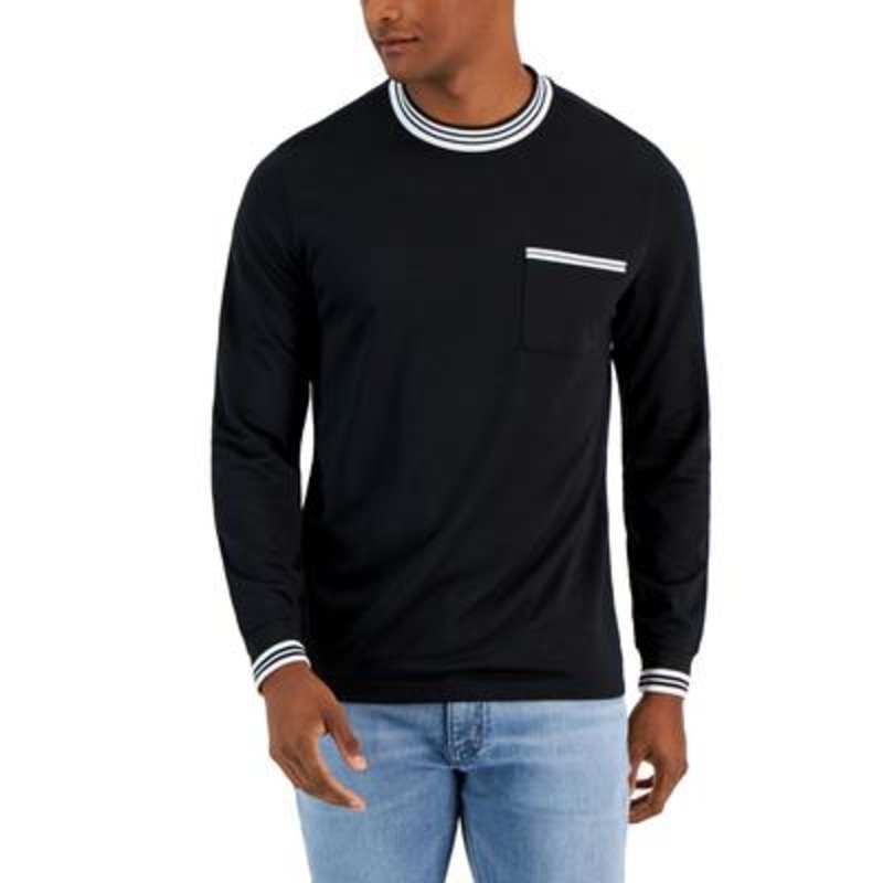 Alfani Men's Vari-Stripe Long Sleeve Shirt Deep Black Small