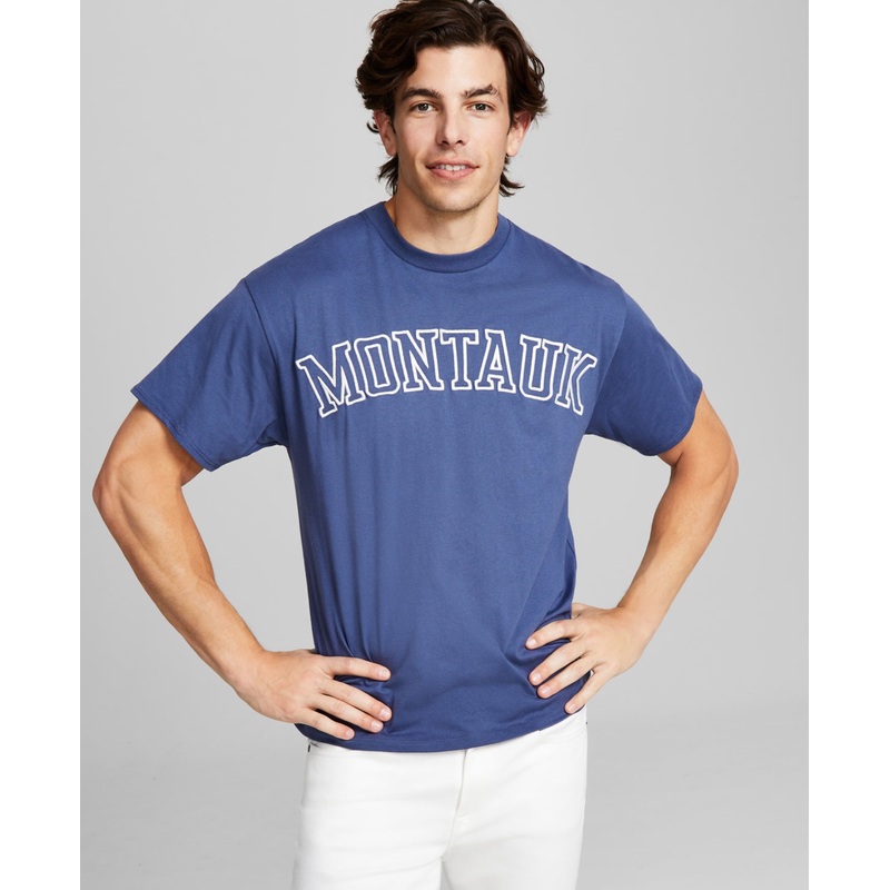 And Now This Men's Montauk Embroidered Short Sleeve T-Shirt Indigo Large