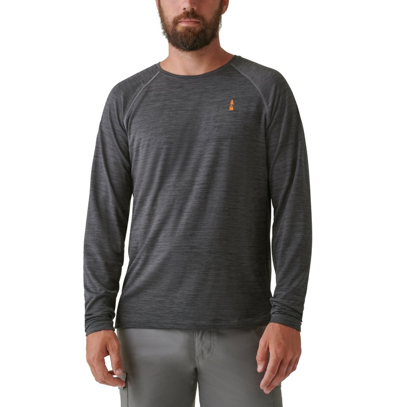 Bass Outdoor Men's Trek Long Sleeve Performance T Shirt Grey Small