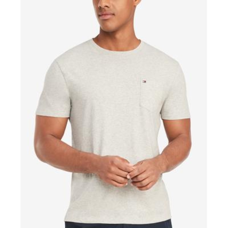 Tommy Hilfiger Men's Tommy Crewneck Pocket Short Sleeve T Shirt Grey XL