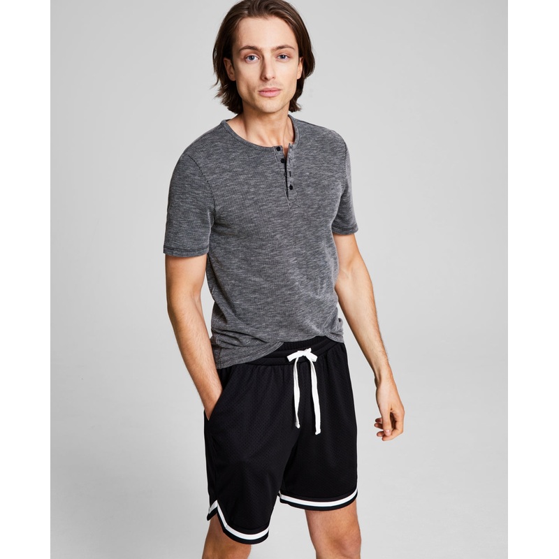 And Now This Men's Soft Knit Henley T Shirt Heathered Grey XL