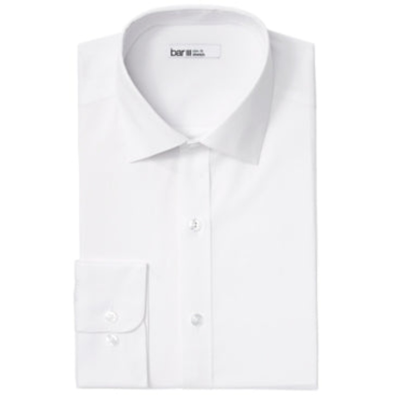 Bar Iii Men's Organic Cotton Solid Slim Fit Button Down Dress Shirt White Large