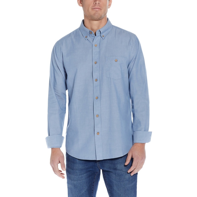 Weatherproof Vintage Men's Cotton Chambray Long Sleeve Button Down Shirt XL
