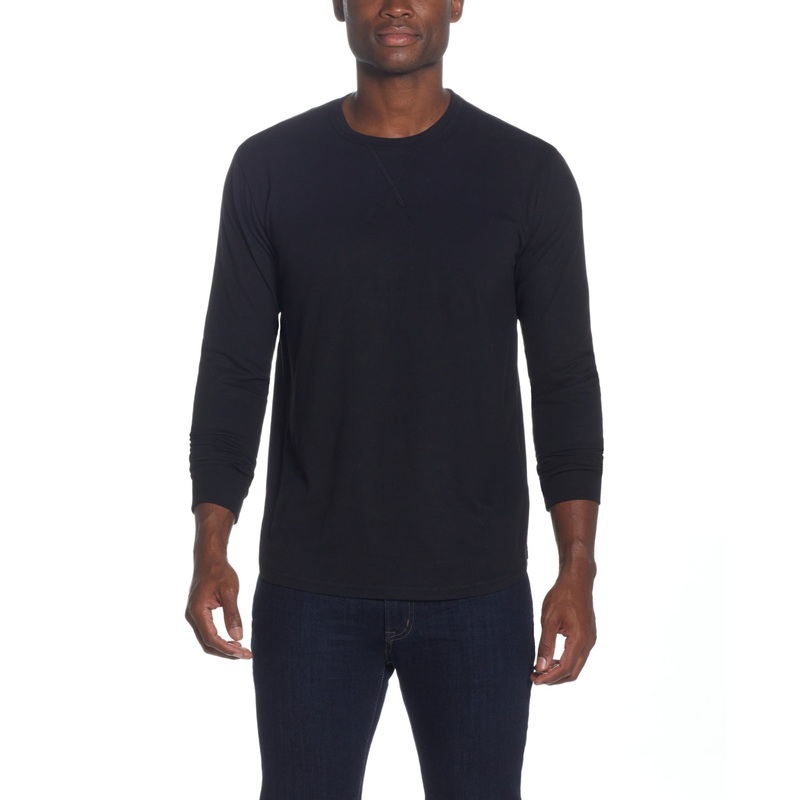 Weatherproof Vintage Men's Long Sleeve Brushed Crew Neck T Shirt Black Small
