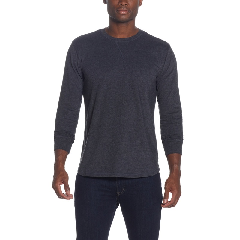 Weatherproof Vintage Mens Long Sleeved Brushed Jersey Crewneck T Shirt Black 2XL