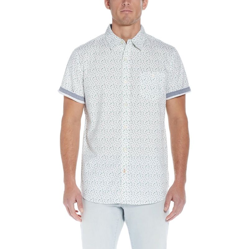 Weatherproof Vintage Mens Short Sleeve Button Down Shirt Cloud White Small