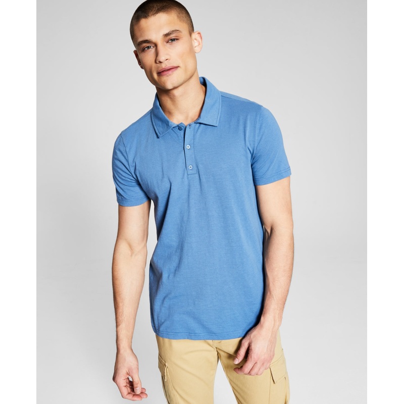 And Now This Men's Knit Short Sleeve Polo Shirt Shirt Blue Small