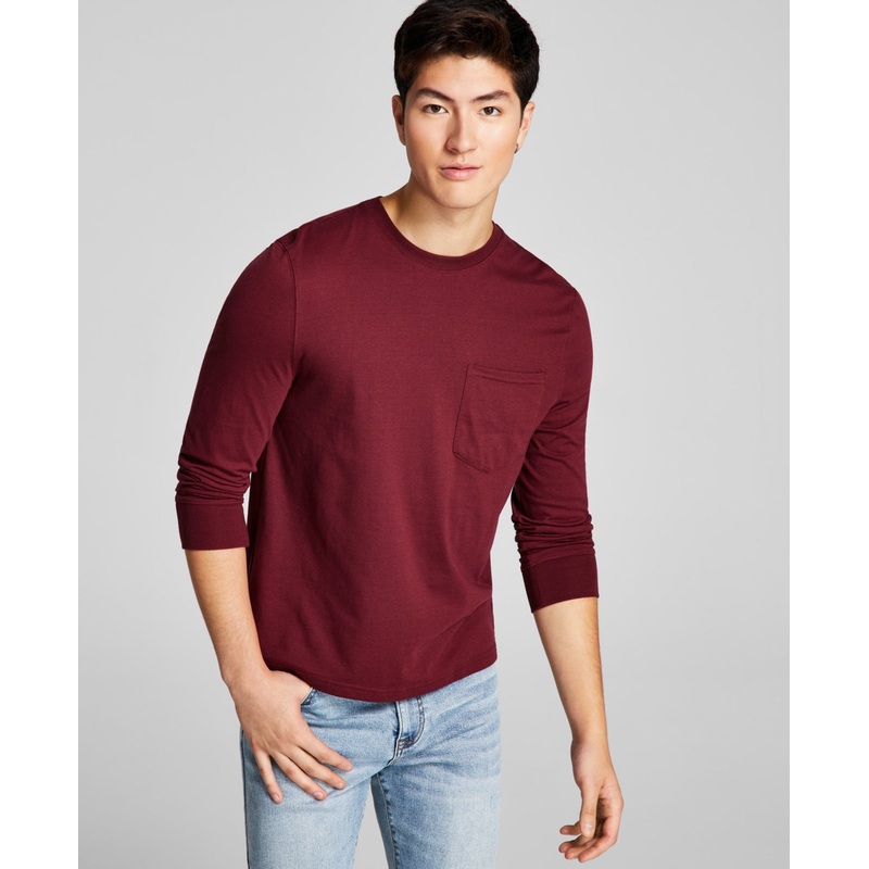 And Now This Men's Pocket Long Sleeve T Shirt Tawny Port Mens