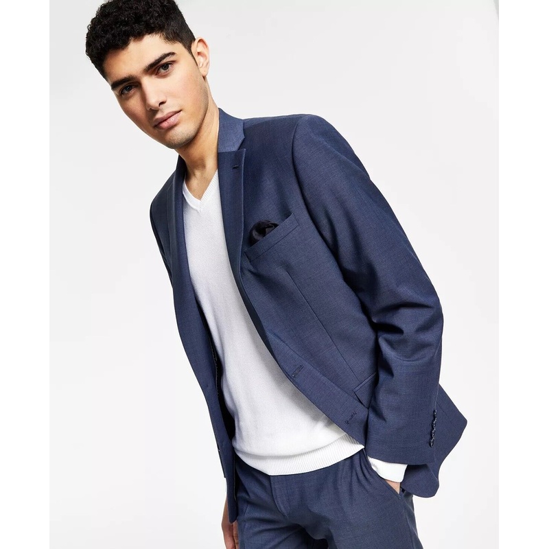 Bar III Men's Slim-Fit Solid Suit Jacket Blue 44R