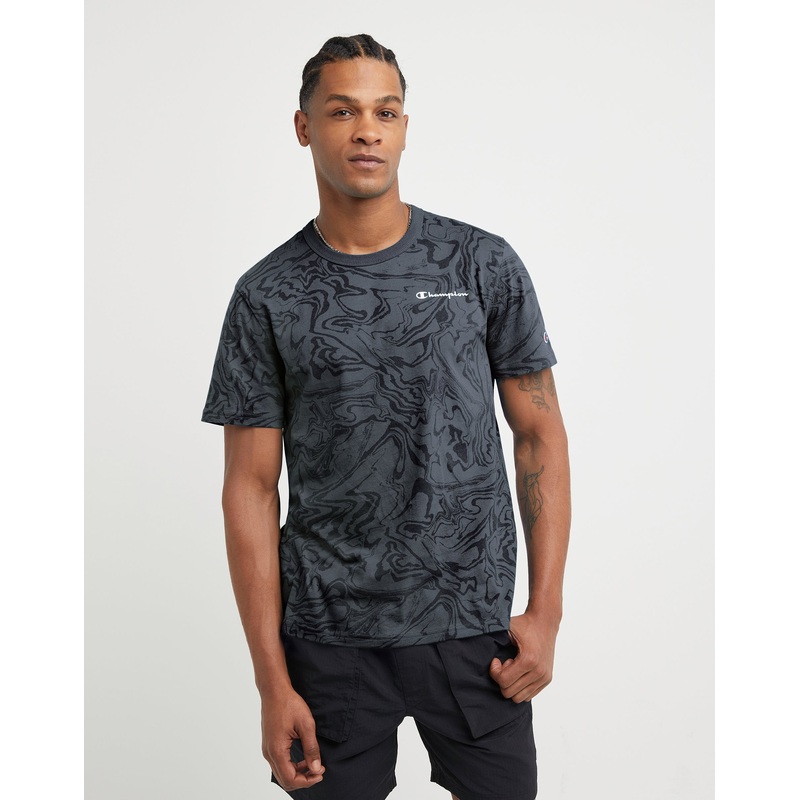 Champion Men's Classic AOP Short Sleeve Crewneck T Shirt Grey XXL
