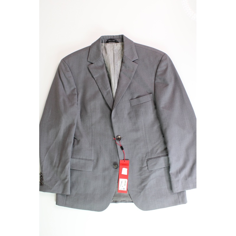 HUGO Men's Slim-Fit Stretch Mlange Wool Suit Jacket 38S Mid Grey