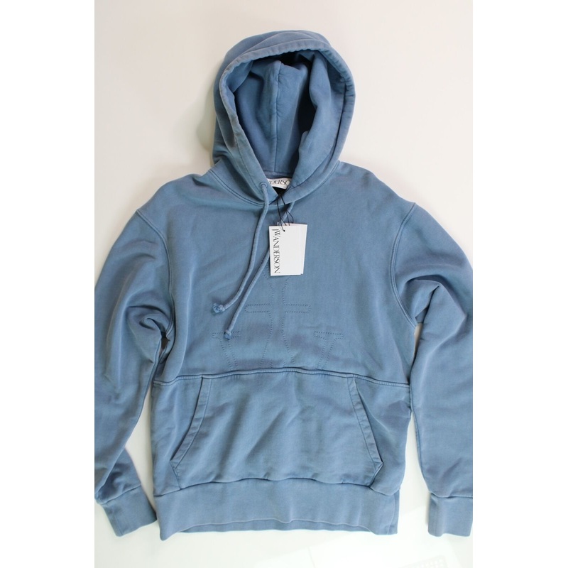 JW ANDERSON Mens Logo-embroidered Hoodie Sweatshirt Small Sky Blue