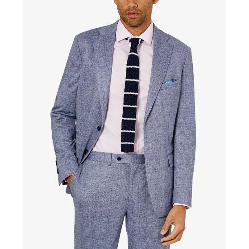 TALLIA Men's Slim-Fit Knit Suit Jacket Blue 40R Sport Coat