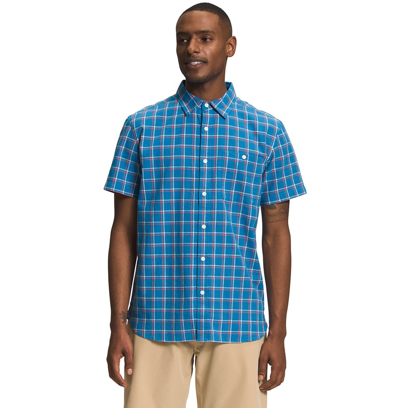 The North Face Men's Loghill Short Sleeve Button Down Shirt Blue Large