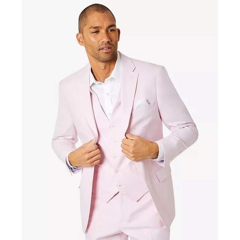Tommy Hilfiger Mens Chambray Suit Jacket 36R Pink Modern-Fit TH Flex Stretch