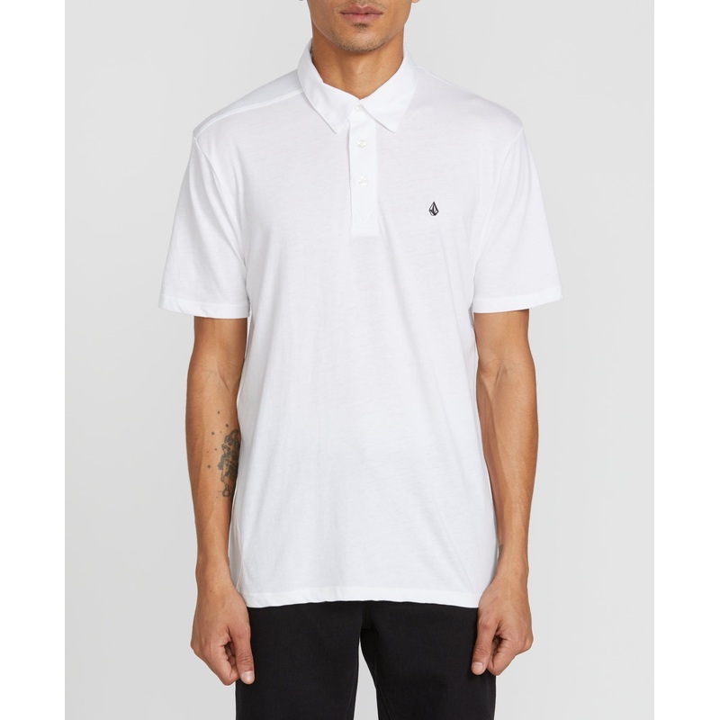 Volcom Mens Banger Short Sleeve Polo Shirt White Small