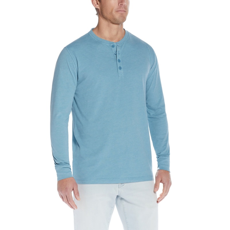 Weatherproof Vintage Men's Long Sleeve Brushed Jersey Henley T Shirt Adriatic XL