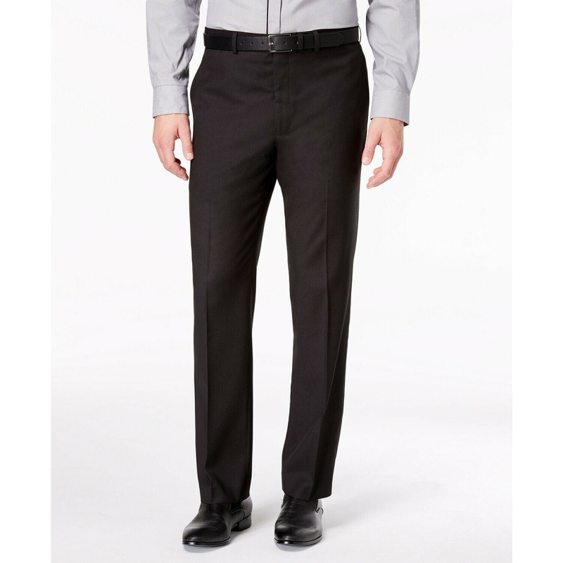 Andrew Marc Men's Suit Pants 42 x 33 Classic-Fit Stretch Black Micro-Grid
