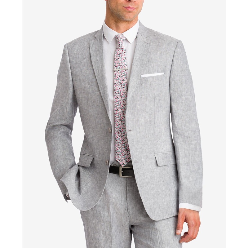 Bar III Men's Slim-Fit Light Grey Chambray Suit Jacket 34S Sport Coat LINEN