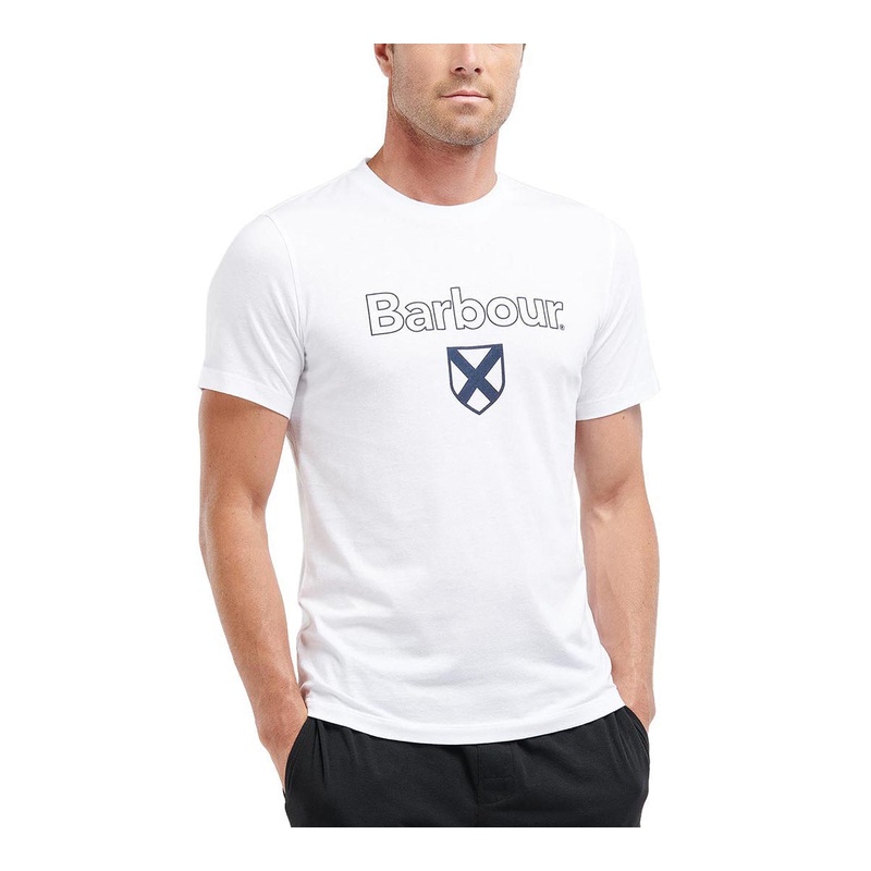 Barbour Men's Cameron Logo Short Sleeve T Shirt White Small