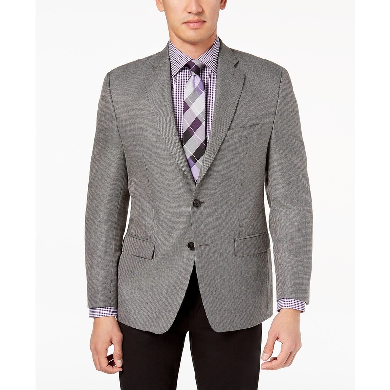 Lauren Ralph Lauren Mens Classic-Fit Ultraflex Check Sport Coat 39L Grey