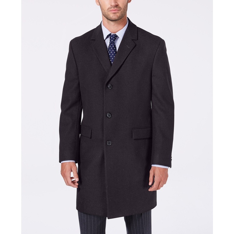 Nautica Men's Melton Classic Regular Fit Batten Overcoat Coat 40L Black