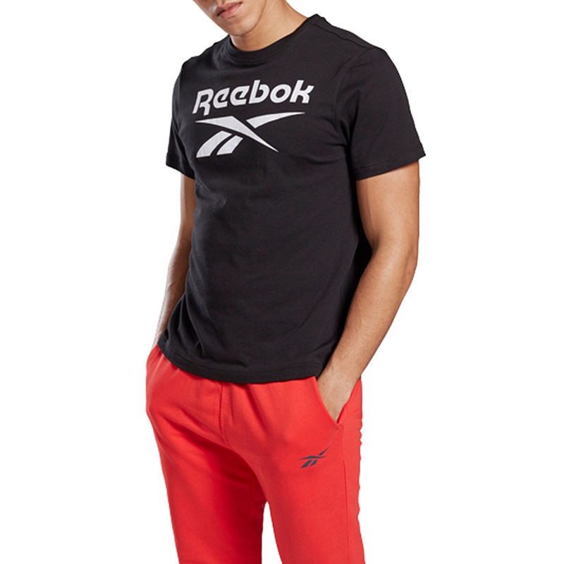 Reebok Mens Graphic Series Stacked Short Sleeve T Shirt Black 2XL