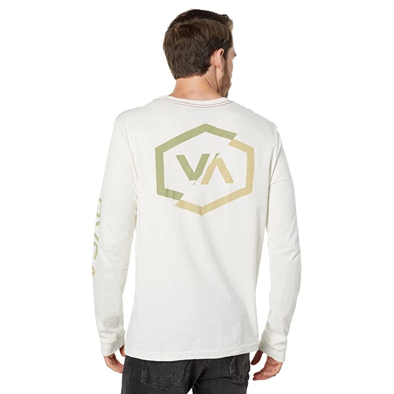 Rvca Men's Long Sleeve Graphic Long Sleeve Crewneck T Shirt White Small