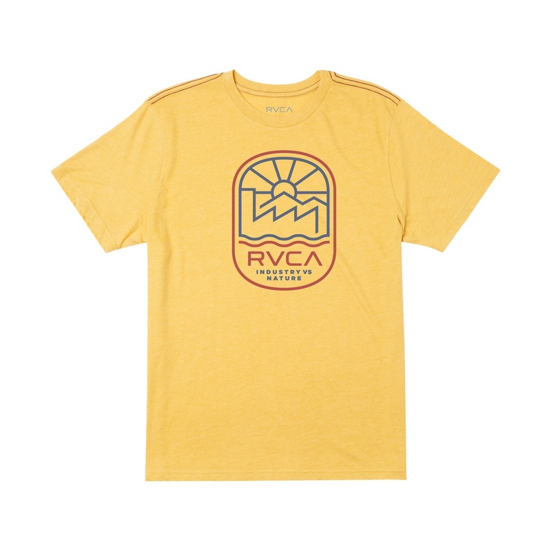RVCA Men's Overdub Short Sleeve T Shirt Vintage Gold Large