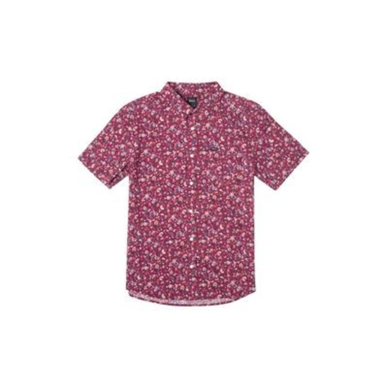 RVCA Mens Justice Floral Short Sleeve Button Down Shirt Purple XL