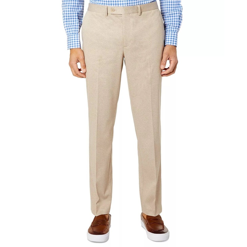 TALLIA Men's Slim-Fit Knit Dress Pants Beige Cream 34 x 30 Flat Front