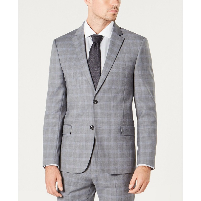 Tommy Hilfiger Men's Modern-Fit TH Flex Stretch Wool Suit Jacket 40L Grey