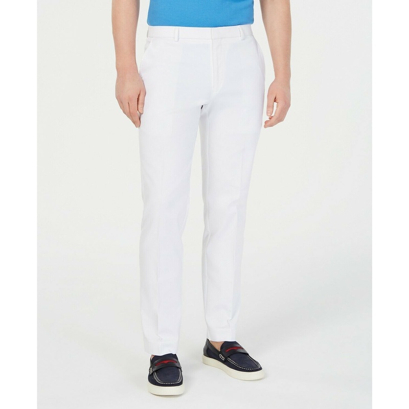 Tommy Hilfiger Modern-Fit TH Flex Stretch Comfort Dress Pants 42 x 30 White