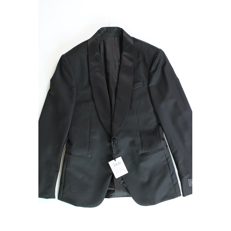 Z Zegna Mens Slim Fit Shawl Lapel Dinner Jacket 36R Black One Button