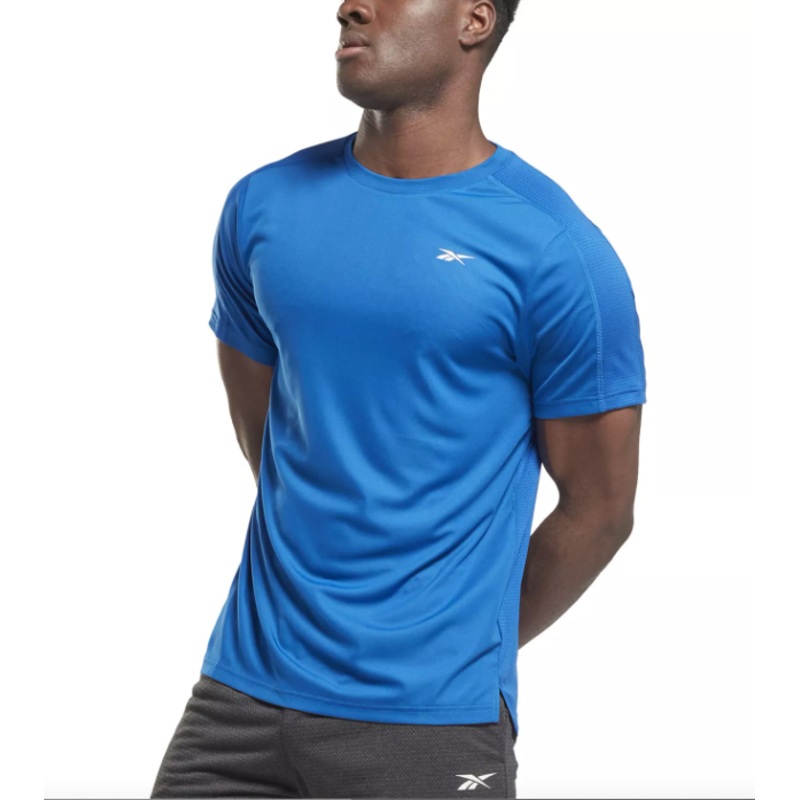 Reebok Mens Workout Ready Tech Short Sleeve T-Shirt Blue Medium