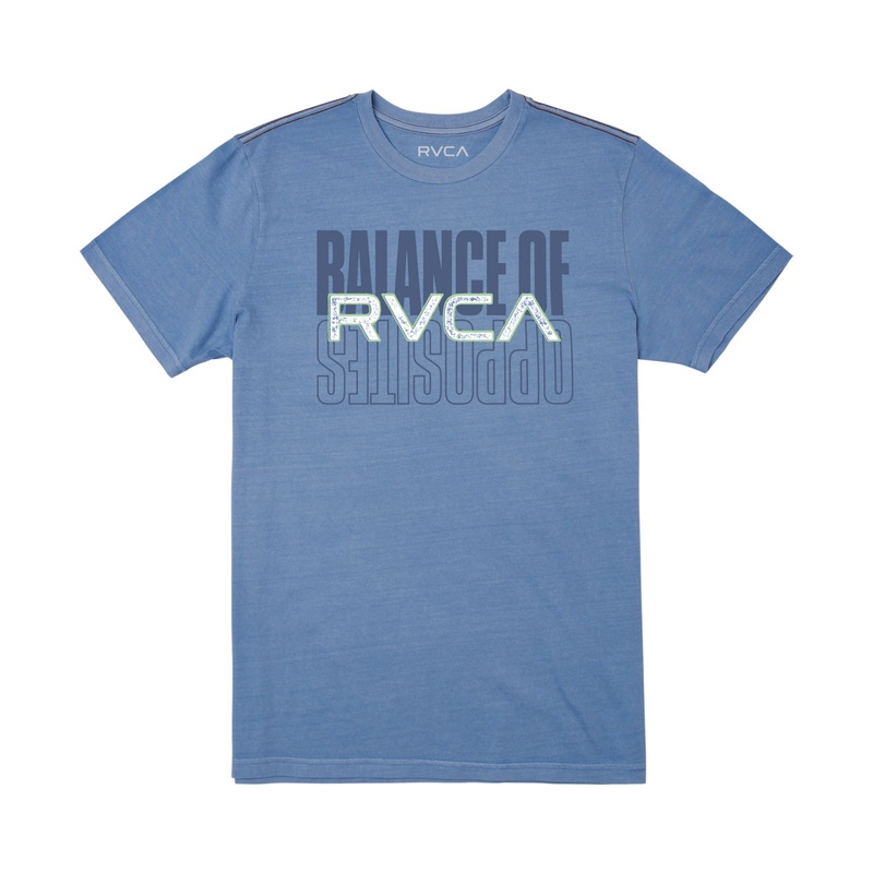 Rvca Men's Short Sleeves Title Card T Shirt Ash Blue Small